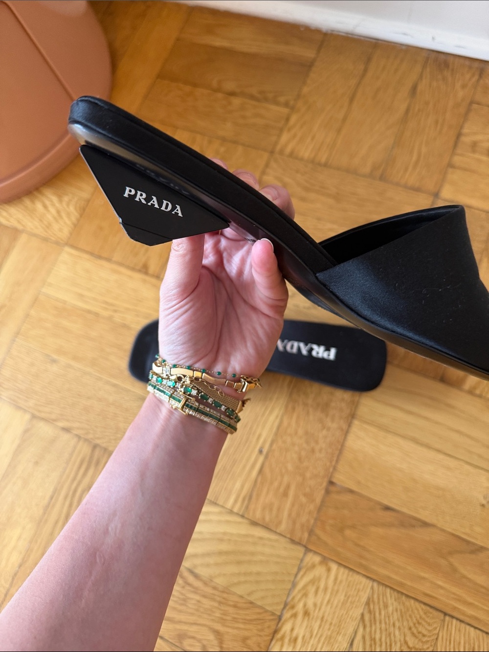 Prada Black Satin Open-Toe Slide Mules - Picture 4 of 6